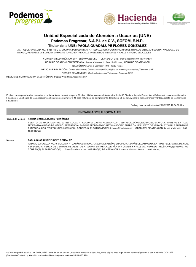 Vista previa del Aviso REUNE de la Unidad Especializada